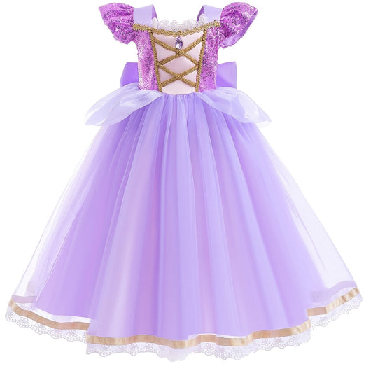 Girls Princess Dress Sequin Tulle Dress Up Birthday Party