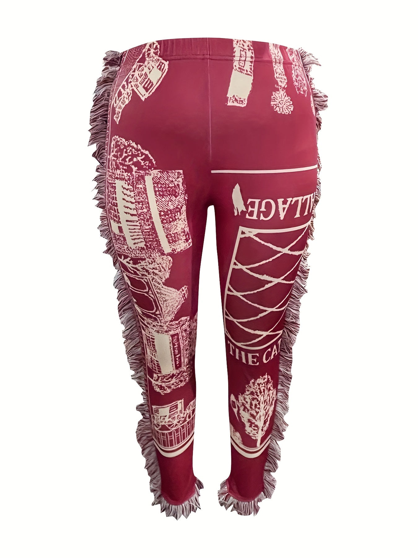 Women's Plus Size Graphic Print Tassel Elastic Hippie Pants