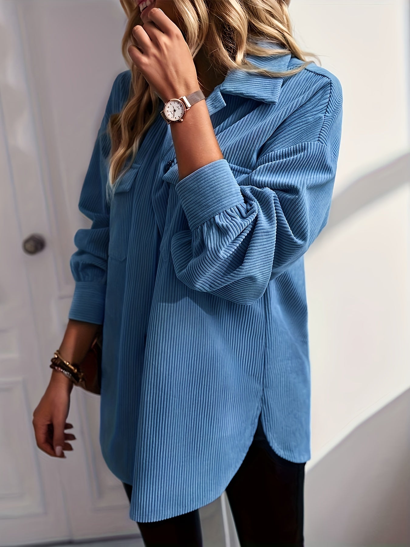 Solid Shacket Jacket Casual Button Front Long Sleeve Outerwear