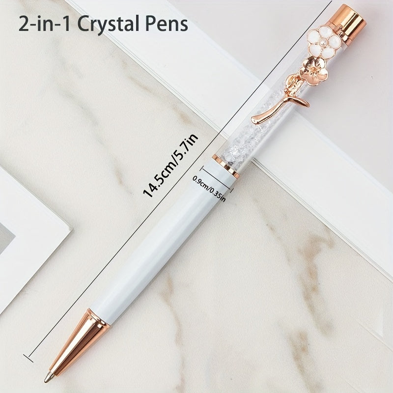 Metal Copper Quicksand Pen Flower Decoration Office School