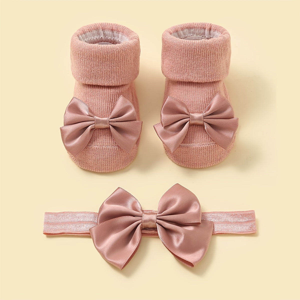 Baby Girls Bow Headband & Socks Gift Set