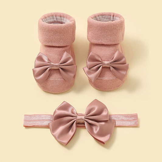 Baby Girls Bow Headband & Socks Gift Set