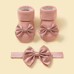 Baby Girls Bow Headband & Socks Gift Set