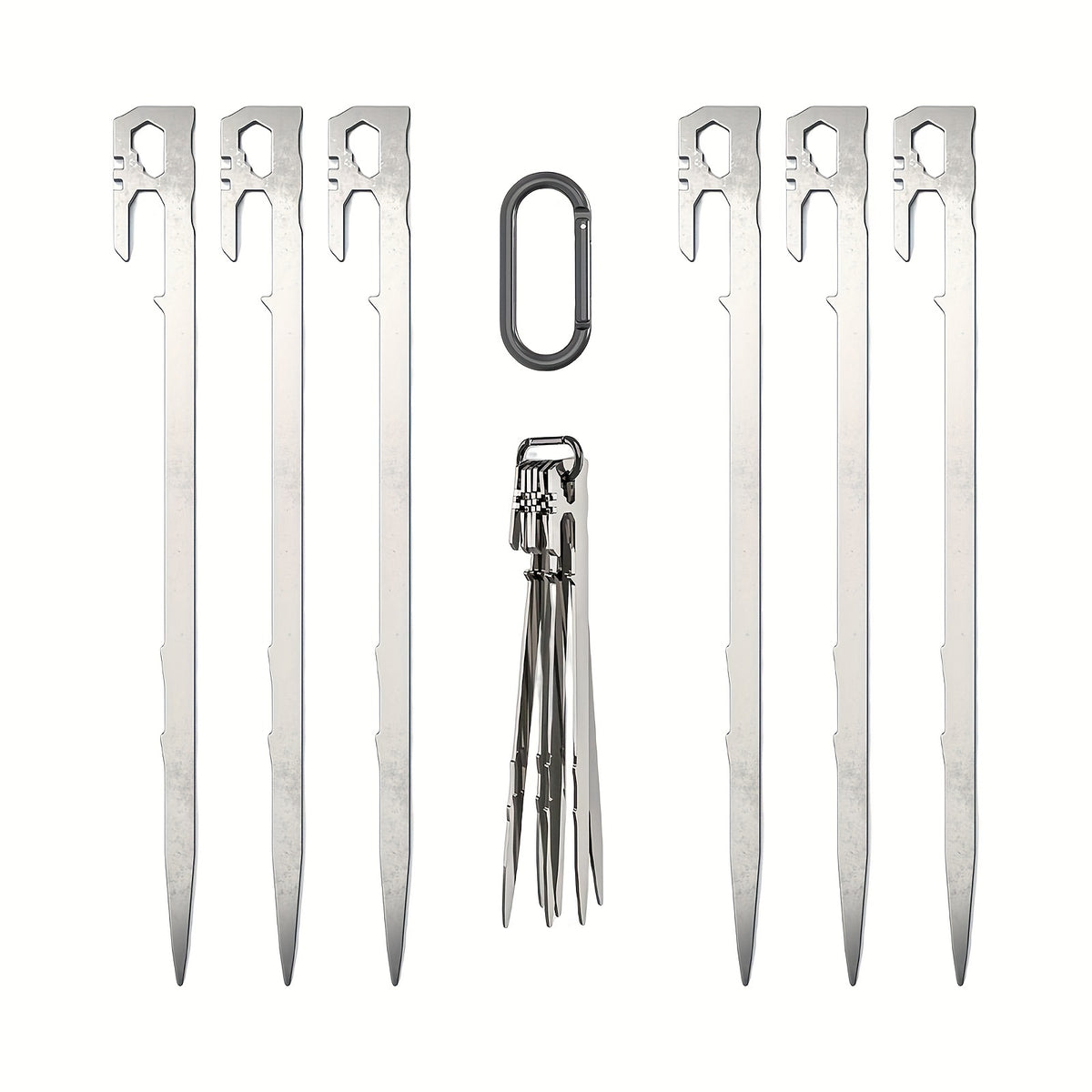 6PCS Tent Stakes Stainless Steel Heavy Duty Metal Pegs For Camping Backpacking