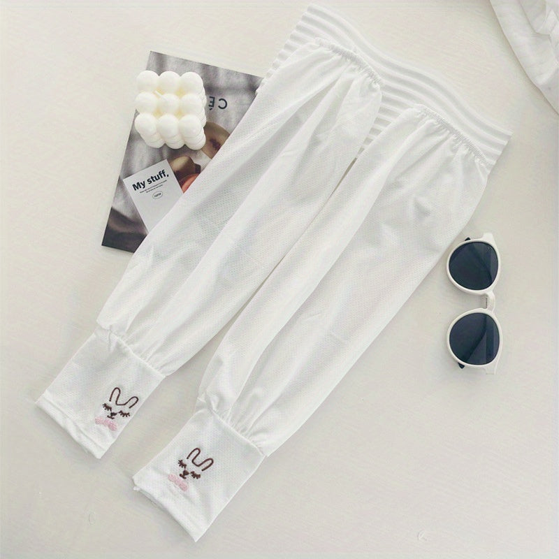 Embroidered Rabbit Ice Sleeve UV Protection Arm Guard Sleeve Women