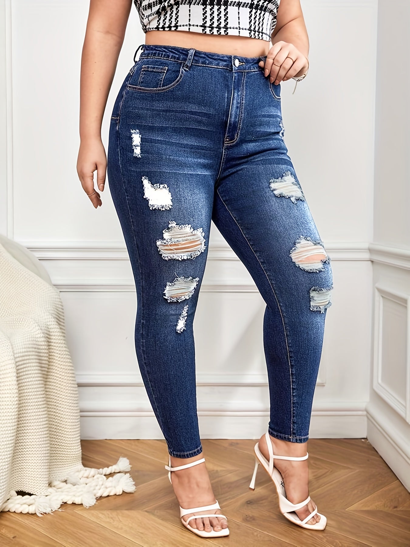  High Rise Ripped Skinny Jeans