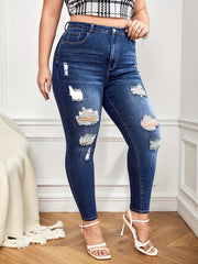  High Rise Ripped Skinny Jeans