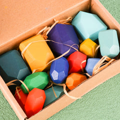 Montessori Balance Wooden Colorful Stones Stacking Game