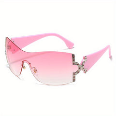 Y2K Oversized Gradient Lens Rimless Sunglasses UV400