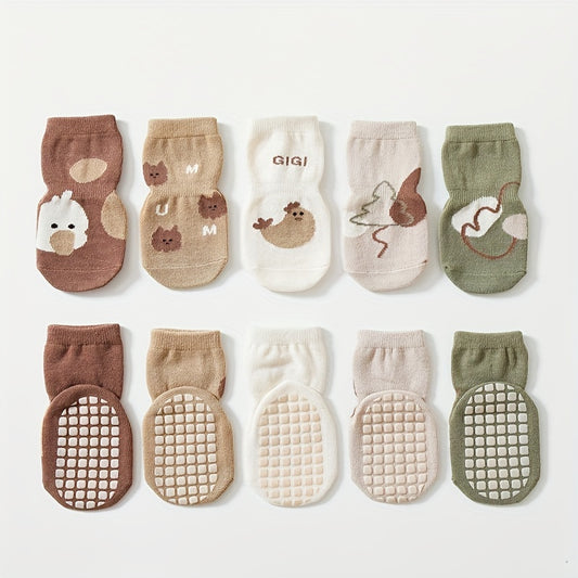 3 Pairs Cartoon Pattern Knitted Non-Slip Floor Socks for Baby Boys