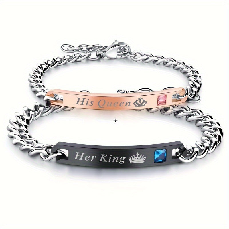 KING QUEEN Bracelet Set Valentines Decorations Gift