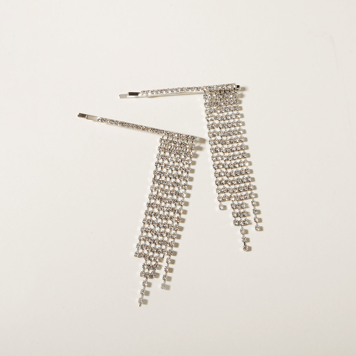 Rhinestone Fringe Hairpin Silver Bridal Tassel Hairpin