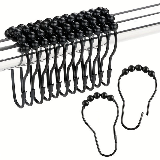 12pcs Decorative Shower Curtain Hooks Stainless Steel Rust-proof