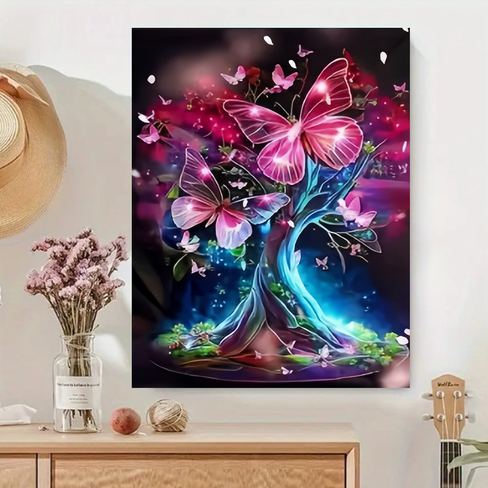 Roses and Butterflies Under Tree DIY Acrylic Painting Kit