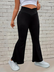  Solid High Rise Stretch Flared Leg Pants