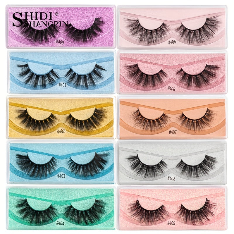 10 Pairs Fluffy Faux Mink Eyelashes Extension for Dramatic Makeup Look