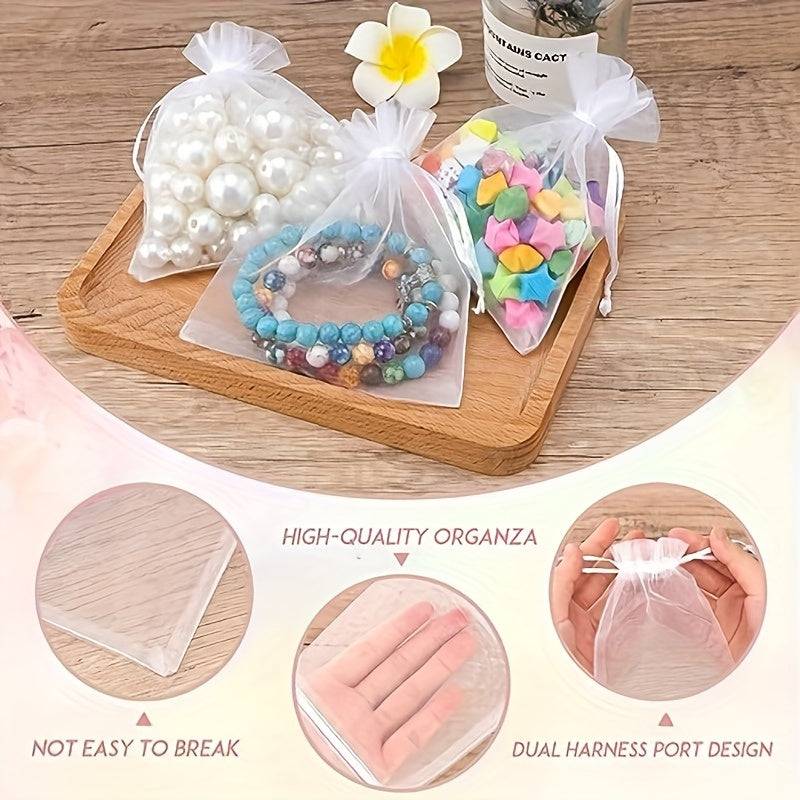 50pcs Organza Gift Bags Transparent Mesh Bags for Jewelry Cosmetics Candy