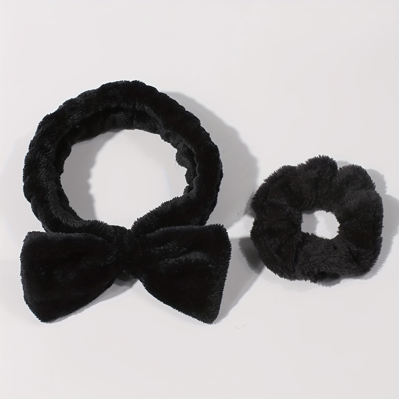 Plush Hair Accessories Set Soft Headband Wristband for Skincare Spa