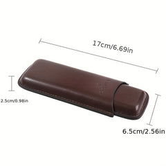 Dark Brown PU Leather Travel Cigar Case - 2 Finger Holder