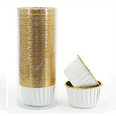50pcs Disposable Muffin Cups With Lids, Spoons and Glossy Cupcake Liners