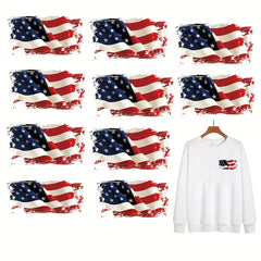 10pcs American Flag Heat Transfers Patches for DIY Uniform Vest Jacket T-Shirt