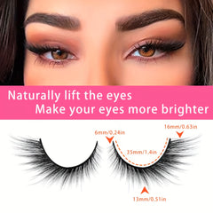 3D Fluffy Fox Eye Lashes Natural Thick Faux Mink False Eyelashes 16mm Winged End