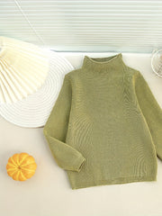Warm Ribbed Half Turtleneck Sweater for Toddler Boys Girls
