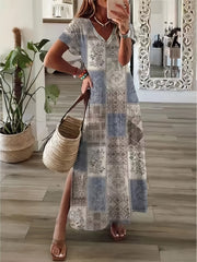  Boho Graphic Print Maxi Dress