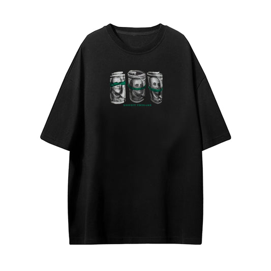 Graphic Hip-hop T-shirt Loose Banknote Style Unisex Top