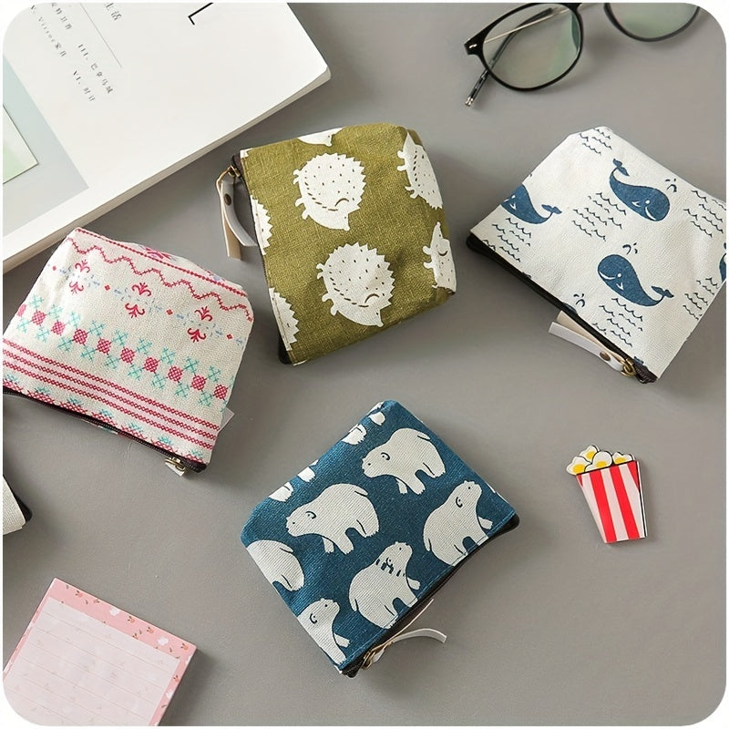 Children's Coin Purse Girls Mini Bag Zipper Key Bag Retro Canvas Small Purse