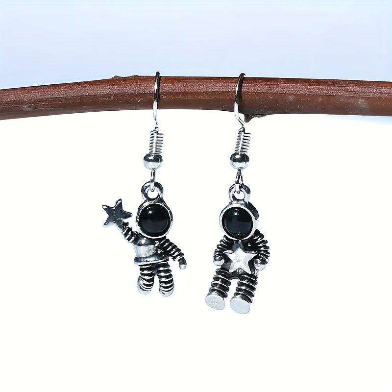 Asymmetrical Astronaut Earrings Vintage Dress Earrings