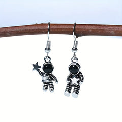 Asymmetrical Astronaut Earrings Vintage Dress Earrings