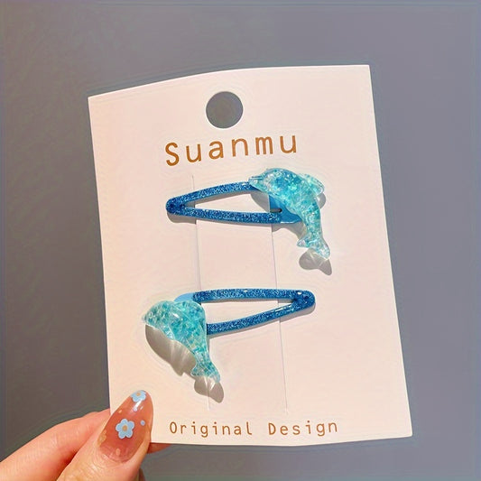 2pcs Mermaid Hair Clip Star Dolphin Hair Clip Headwear