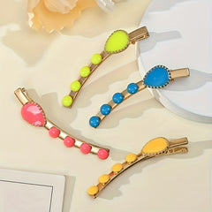 4pcs Colorful Women's Hair Clip Luminous Halloween Hair Clip