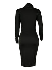 Womens Plus Size Long Sleeve Bodycon Midi Dress