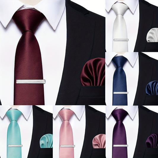 Men's Silk Tie Clip Wedding Party Formal Business Necktie