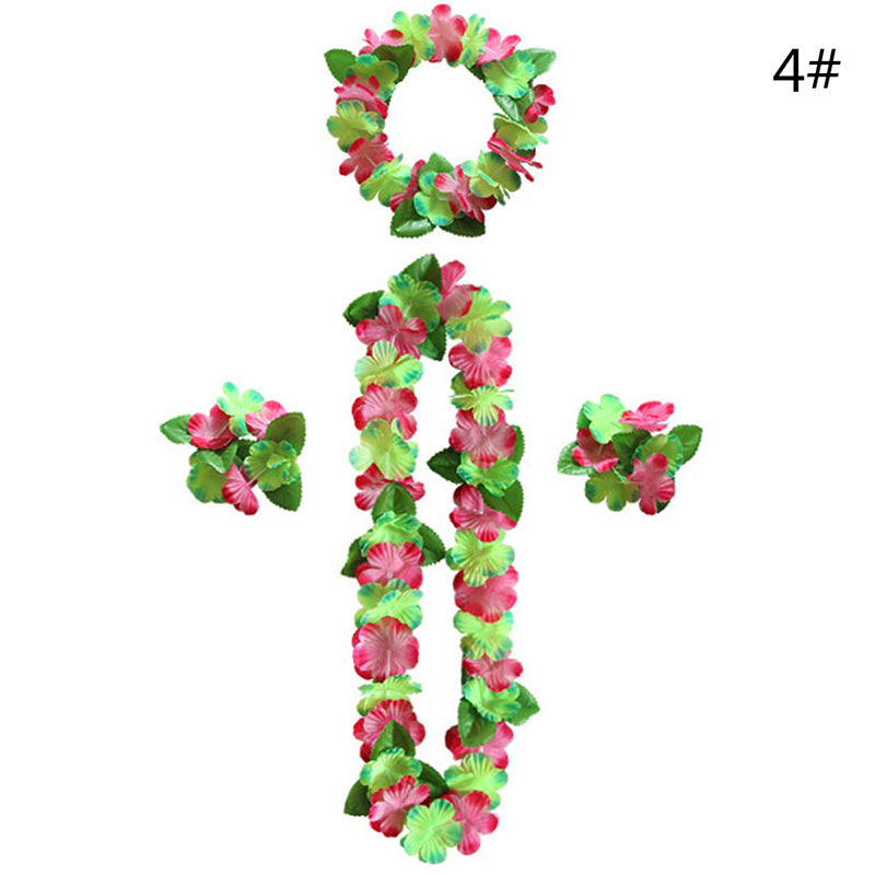 4Pcs Hawaiian Flower Leis Garland Necklace DIY Decoration Fancy Dress Party