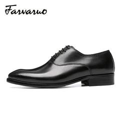 FARWARWO Men's Leather Oxford Shoes Pointed Toe Comfortable Dress Shoes