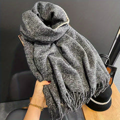 Plaid Tassel Scarf Reversible Cashmere Warm Shawl Windproof Wrap
