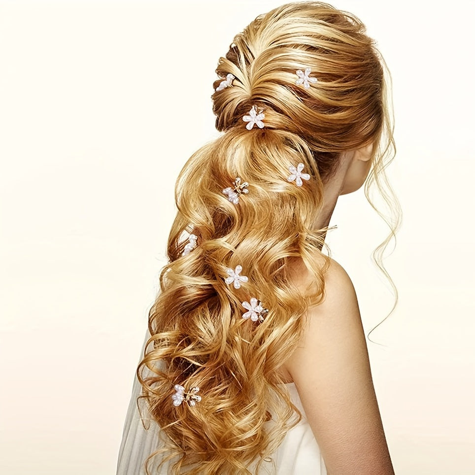 10 Pcs Mini Pearl Hair Claw Clips Flower Decor Hair Accessories Women Girls