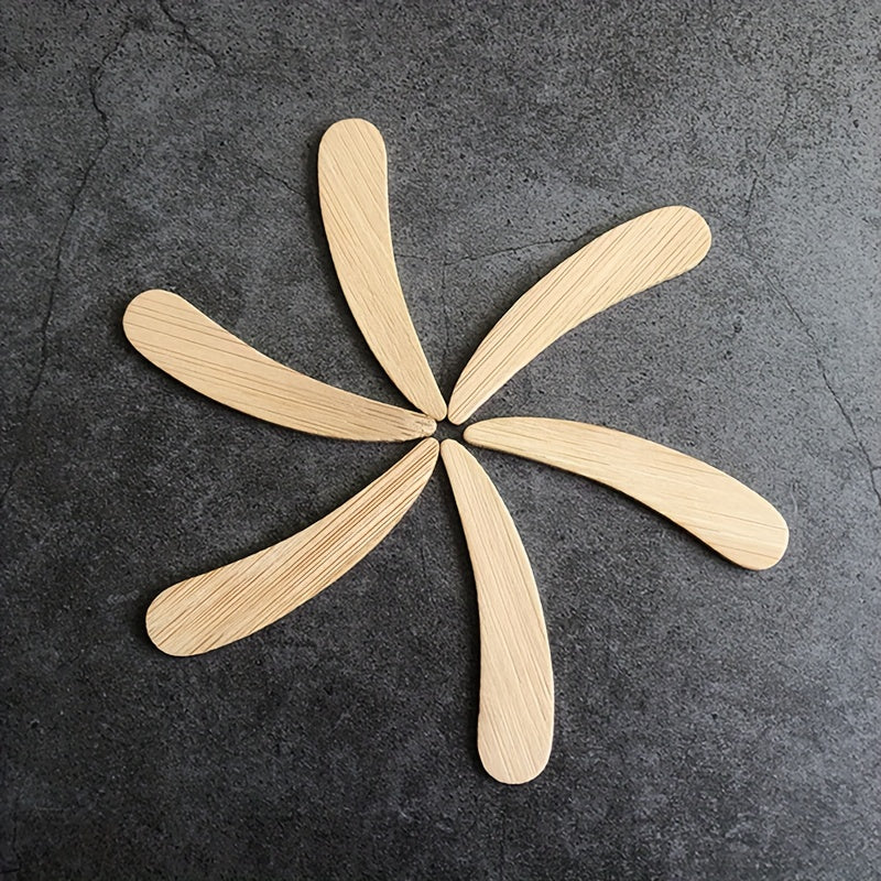 50pcs Bamboo Cosmetic Spatula Small Cosmetic Scoop Spoon Wooden Mini Facial Crea