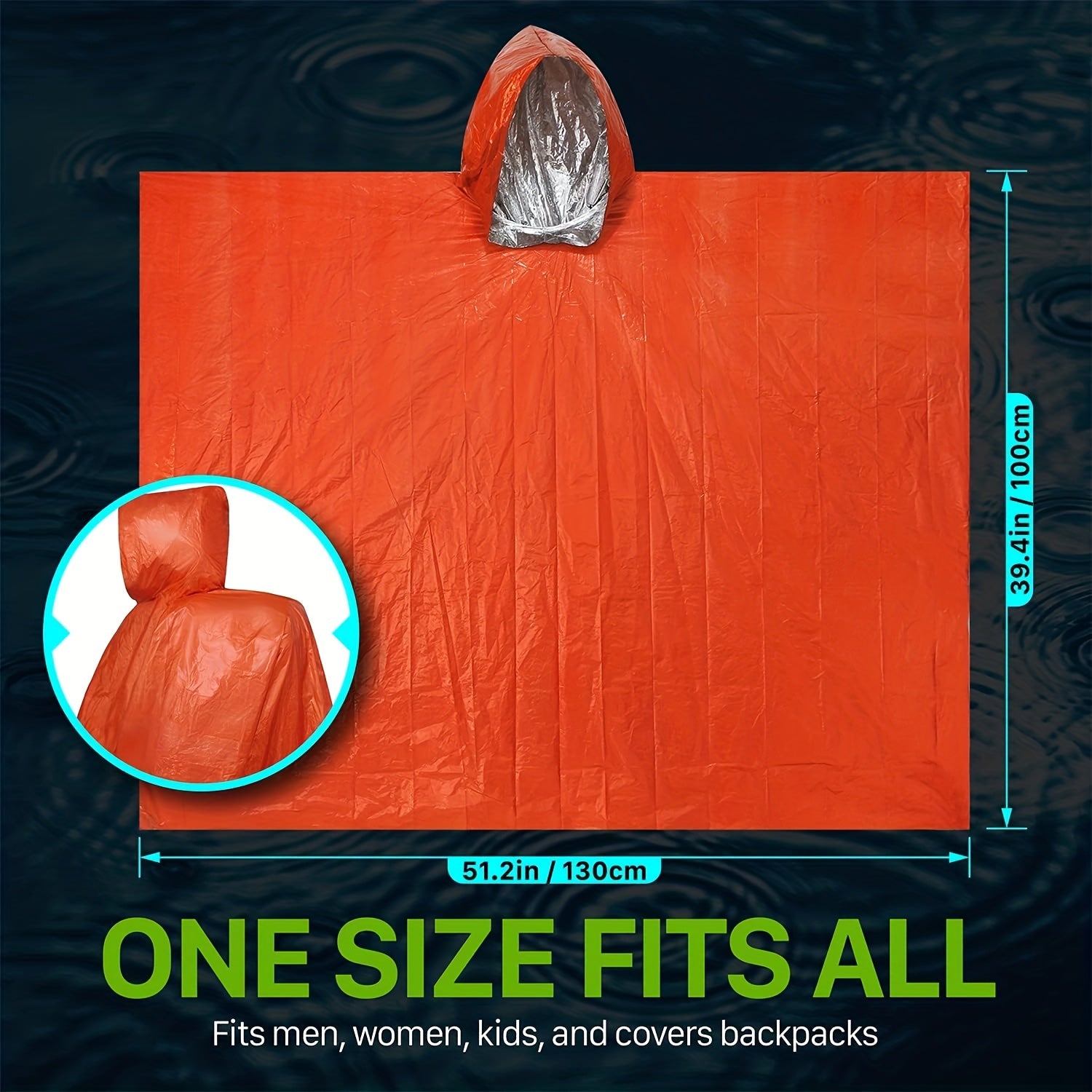 Waterproof Survival Raincoat Reflective Blanket for Camping