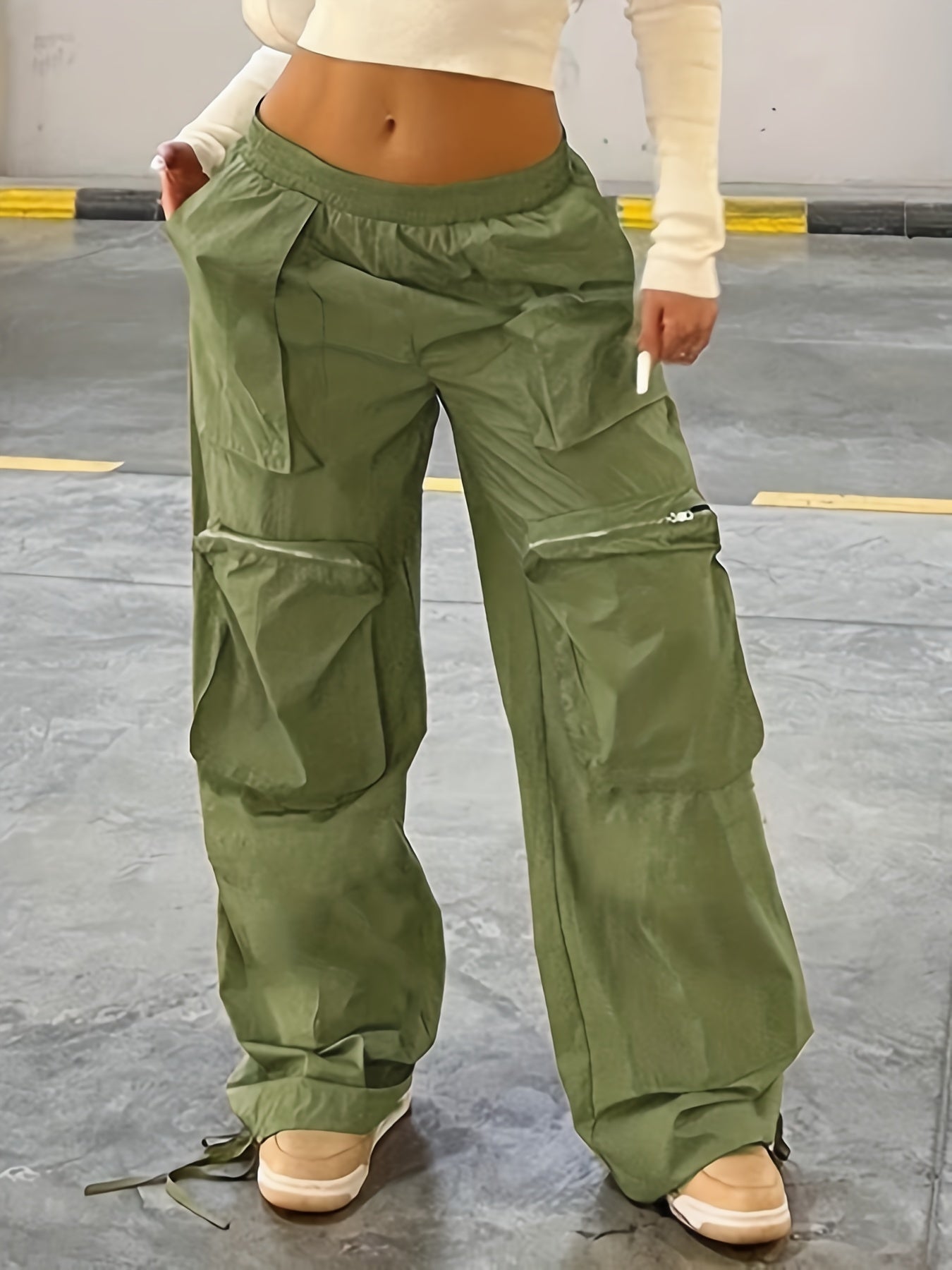Y2K Loose Pocket Zipper Cargo Pants for Women