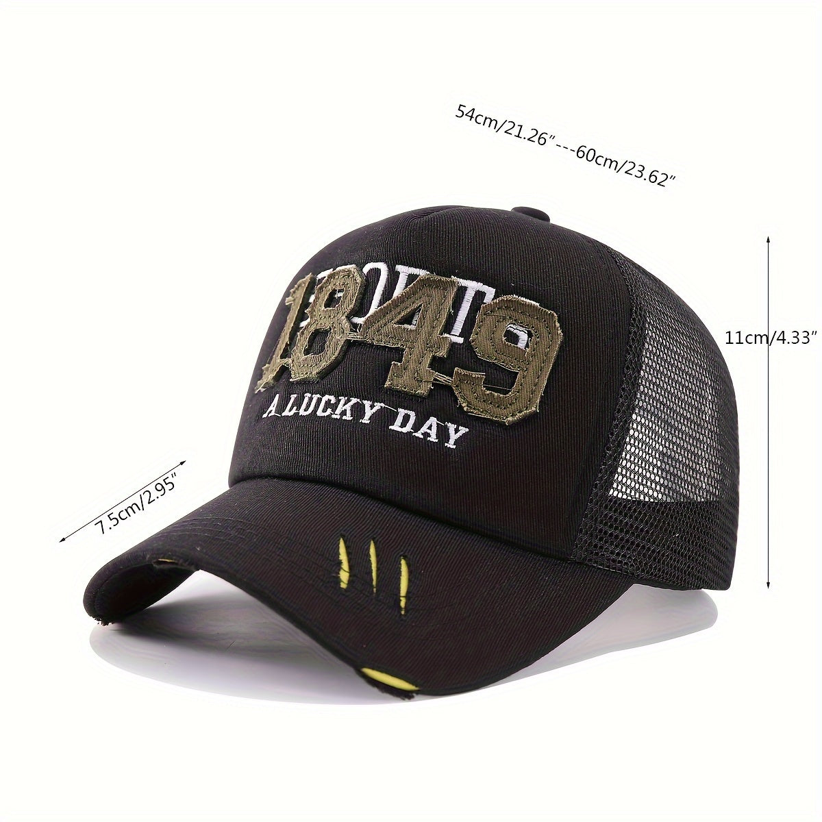 Breathable Baseball Cap Lucky Embroidered 1849 Patched Sun Hat