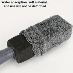 Car Wheel Cleaning Brush Tire Cleaner Long Handle Cloth Cleaning Tool