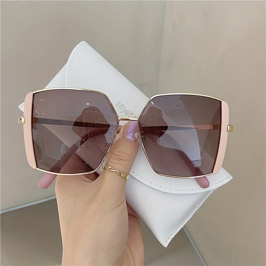 Metal Oversized Square Frame Sunglasses Classic Sunshade Eyewear
