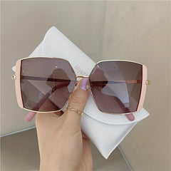 Metal Oversized Square Frame Sunglasses Classic Sunshade Eyewear