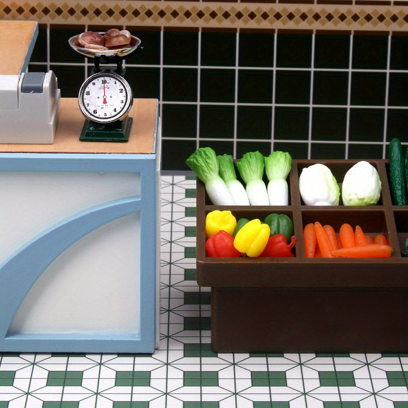Dollhouse Vegetable Market with Banana Tray Scale & Ornaments