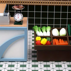 Dollhouse Vegetable Market with Banana Tray Scale & Ornaments