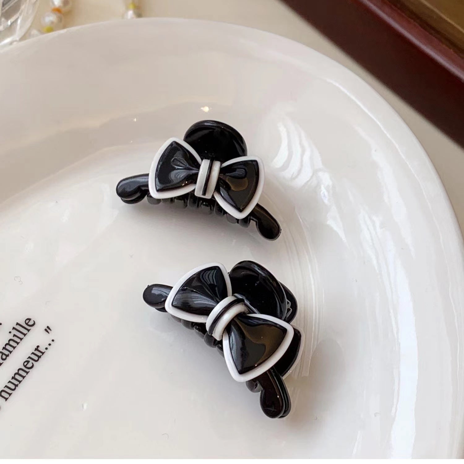 Bow Decor Hair Claw Two tone Banana Clip Hairgrip
